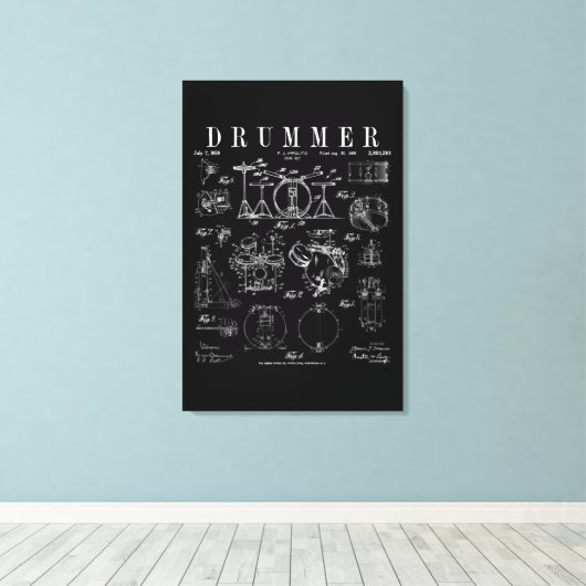 Drum Set Kit  Patent Drummer Tekening Afdrukken (Insitu (Houten vloer))
