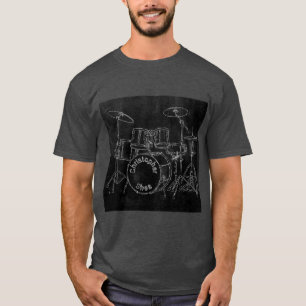 Drum Set krijtbord sketch band of naam van de drum T-shirt