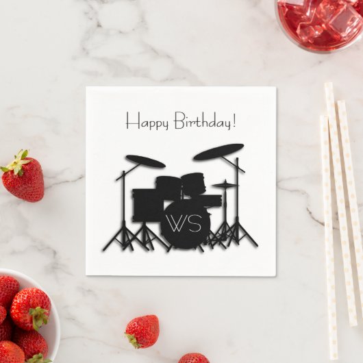 Drum Set Monogram Birthday Servet (Insitu)