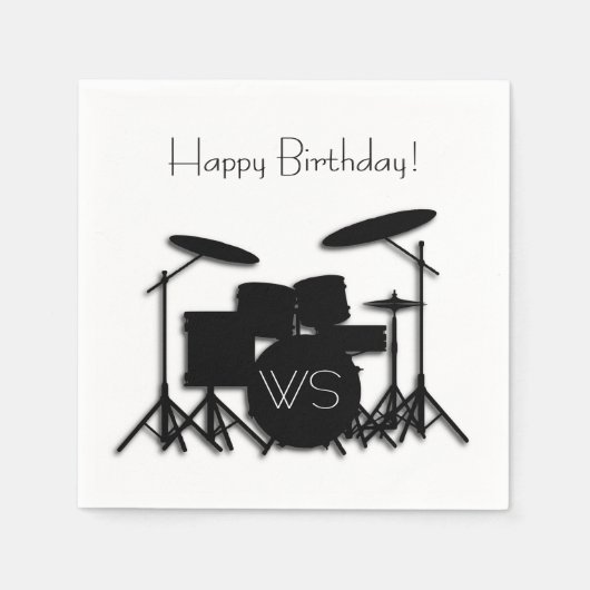 Drum Set Monogram Birthday Servet (Voorkant)
