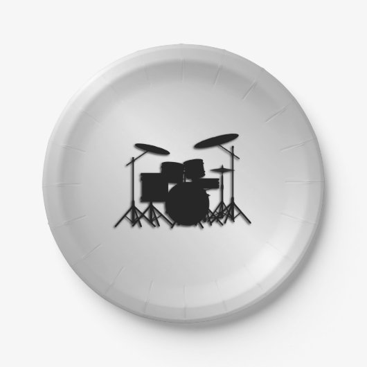 Drum Set Muziekontwerp Papieren Bordje (Voorkant)