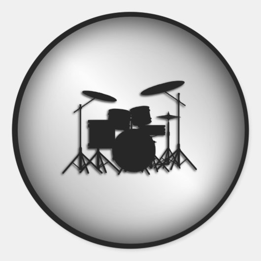 Drum Set Muziekontwerp Ronde Sticker (Voorkant)