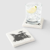 Drum Set Muziekontwerp Stenen Onderzetter (Zijkant)