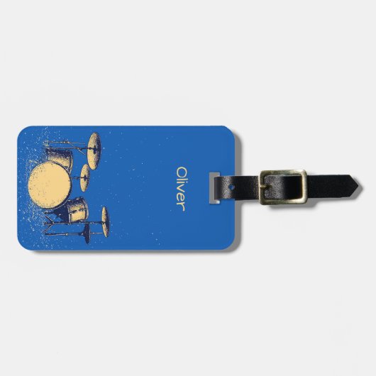 Drum Set on Blue Bagagelabel (Voorkant horizontaal)