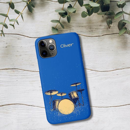Drum Set on Blue Case-Mate iPhone Case