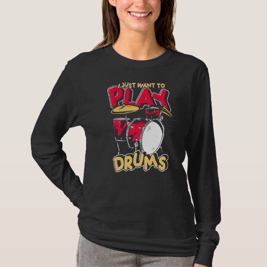 Drum Set percussie muziek drummer drums T-shirt (Voorkant)