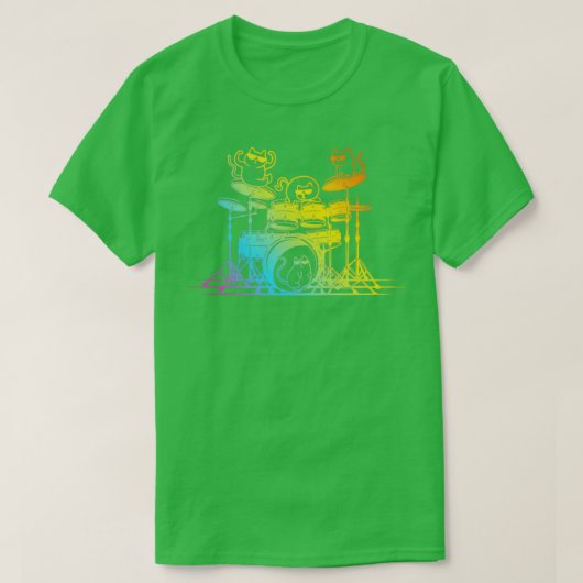 Drum Set Player katten Funny Drummer Cats T-shirt (Design voorkant)