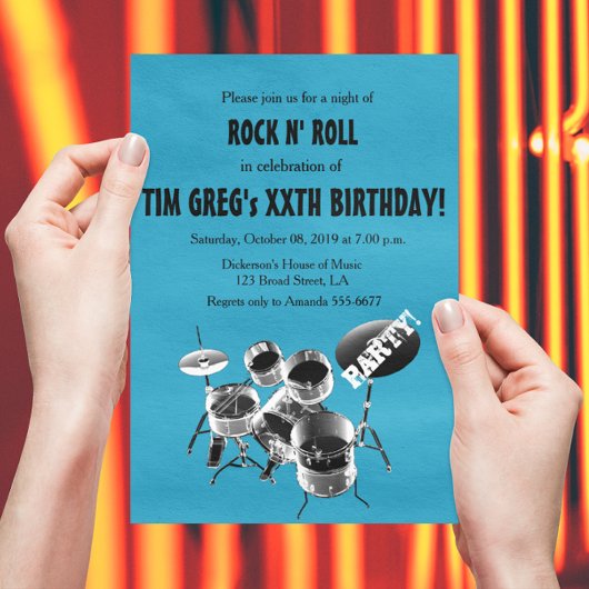 Drum Set Rock n' Roll Rocker Birthday Party Kaart