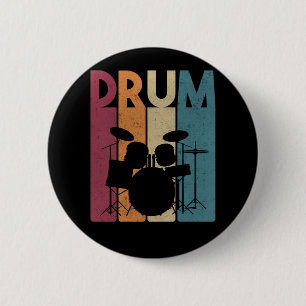 Drum Set Vintage Rock Music Retro Drummer Ronde Button 5,7 Cm