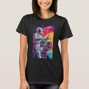 Drum Spelen Astronaut Drummer Boy Space T-shirt