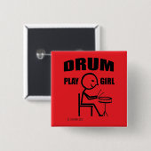 Drum Spelen Meisje Vierkante Button 5,1 Cm (Voorkant /achterkant)