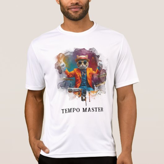 *~* DRUM Speler Cool Cat AP91 Percussionist T-shirt (Voorkant)