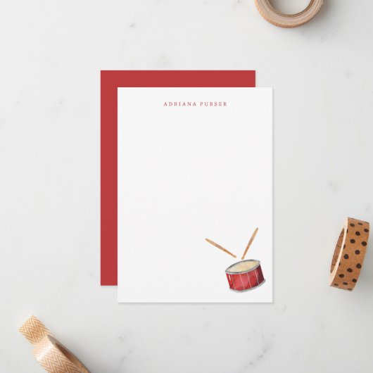 Drum Stationery - Drum bedankje Kaarten Notitiekaartje (Voorkant / Achterkant in situ)