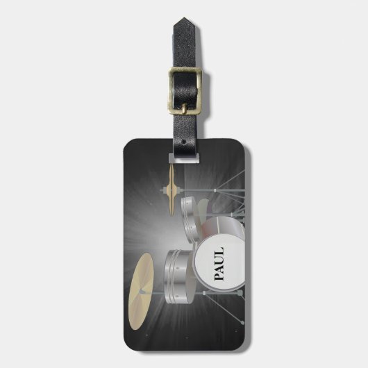 Drum Stel Bagagelabel in met lederen riem (Voorkant verticaal)