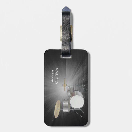 Drum Stel Bagagelabel in met lederen riem (Achterkant verticaal)