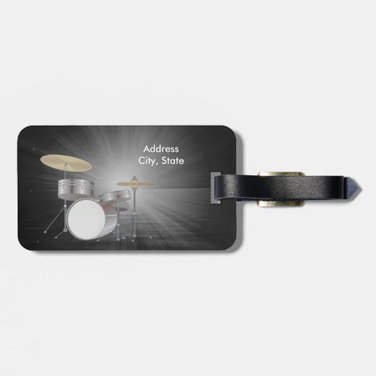 Drum Stel Bagagelabel in met lederen riem (Achterkant horizontaal)