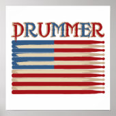 Drum Stick USA Flag Drummer T - shirts en Gifts Poster (Voorkant)