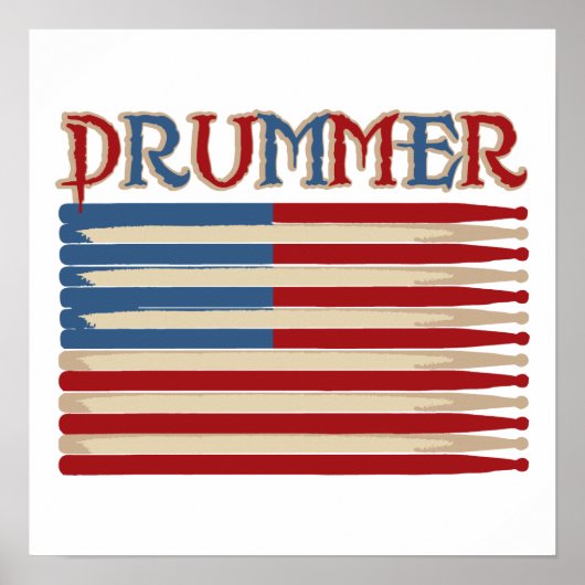 Drum Stick USA Flag Drummer T - shirts en Gifts Poster (Voorkant)