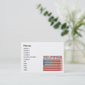Drum Stick USA Flag Drummer T - shirts en Gifts Visitekaartje (Staand voorkant)