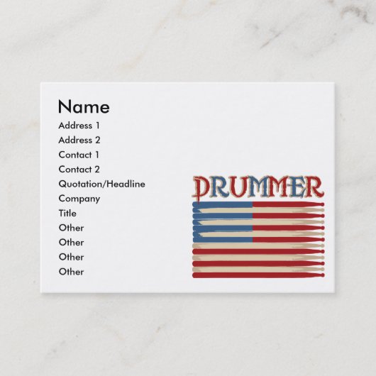 Drum Stick USA Flag Drummer T - shirts en Gifts Visitekaartje (Voorkant)