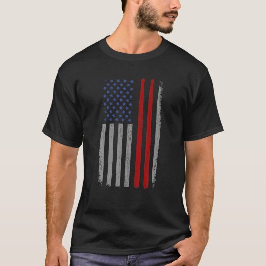 drum Sticks Amerikaanse vlag Funny Drummer Gi T-shirt (Voorkant)