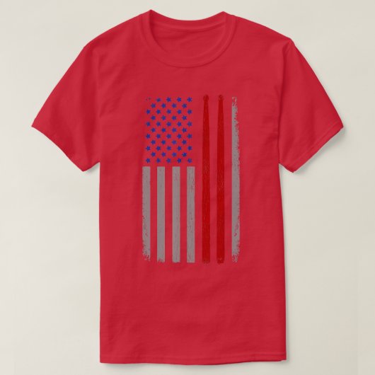  drum Sticks Amerikaanse vlag Funny Drummer Gi T-shirt (Design voorkant)