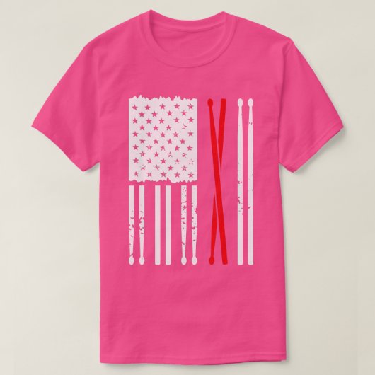  drum Sticks Amerikaanse vlag Funny Drummer Gi T-shirt (Design voorkant)