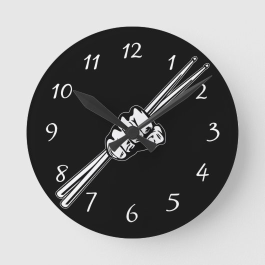 Drum Sticks Fist Punch Ronde Klok (Voorkant)