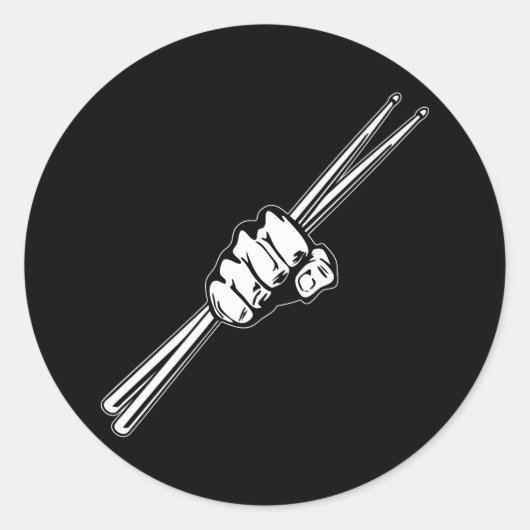 Drum Sticks Fist Punch Ronde Sticker (Voorkant)