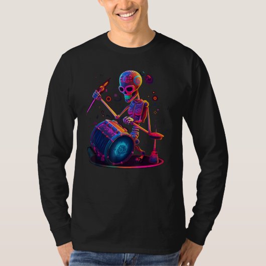 Drum Sticks Skeleton Drummer Kit T-shirt (Voorkant)