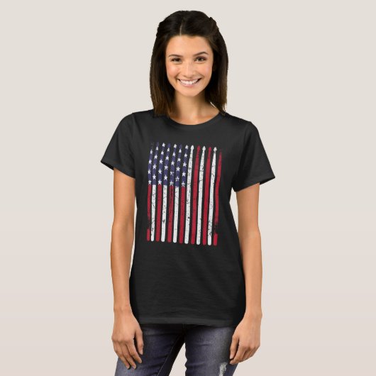 Drum Sticks vormt een  Amerikaanse vlag Patrioti T-shirt (Voorkant volledig)