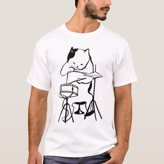 DRUM, T-shirts met kat-DRUMMER (Voorkant)