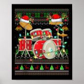 Drum Ugly Christmas Sweater Musical Drum Player Dr Poster (Voorkant)