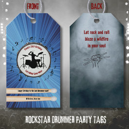 Drum up een aantal leuke drummer verjaardagsfeestj cadeaulabel