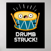 Drumb Struck Funny Drummer Drum Pun Dark BG Poster (Voorkant)