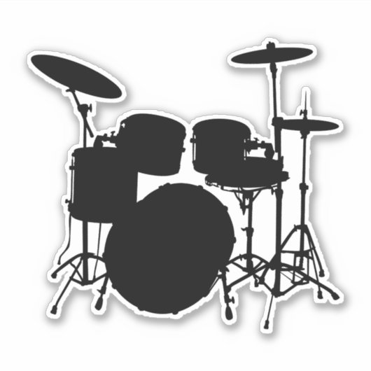 Drumbeat Delight: Drumkit Silhouet Sticker (Voorkant)