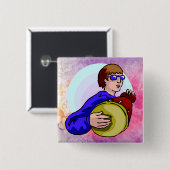 Drumer boy vierkante button 5,1 cm (Voorkant /achterkant)