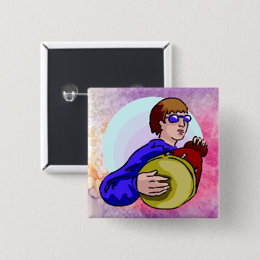 Drumer boy vierkante button 5,1 cm (Voorkant /achterkant)