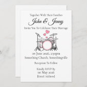 Drumkit bruiloft uitnodiging drummer muzikanten (Voorkant / Achterkant)