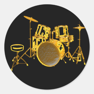 Drumkit - Geel Ronde Sticker