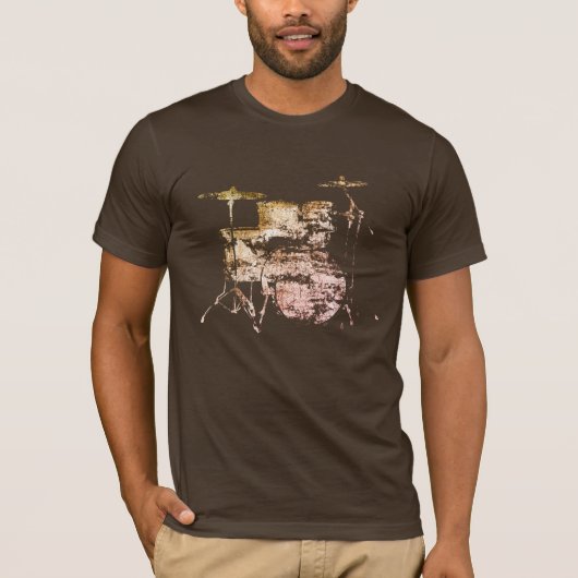 Drumkit koele bruine drummer t-shirt (Voorkant)