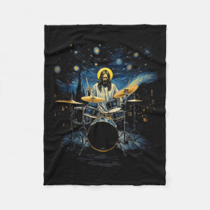 Drumkit percussionist Drummer Van Gogh Jesus spele Fleece Deken