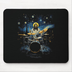 Drumkit percussionist Drummer Van Gogh Jesus spele Muismat