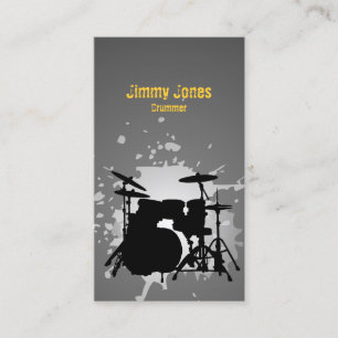 Drumkit Silhouette Splatter Grijs Visitekaartje