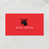 Drumleraar. Drummer cool rood Visitekaartje (Voorkant)
