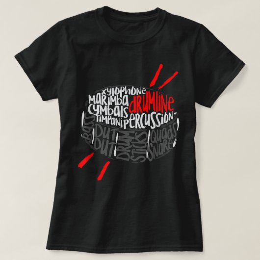Drumline marching Band Word Cloud Art T-shirt (Design voorkant)