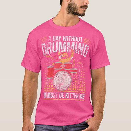 Drummen Kat Drummer Kitten Drum Set T-shirt (Voorkant)