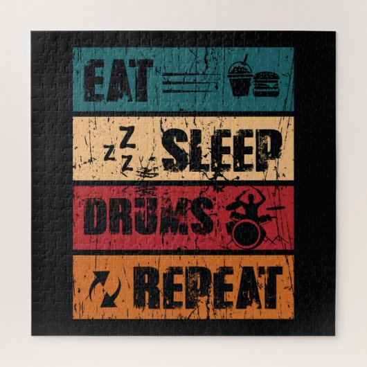 Drummen passie: t-shirt ontwerp illustratie. legpuzzel (Verticaal)