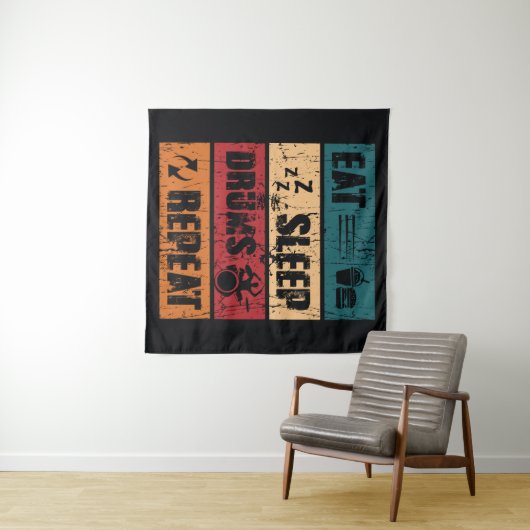 Drummen passie: t-shirt ontwerp illustratie. wandkleed (In Situ (horizontaal))