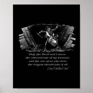 Drummen Pirate Skeleton met Blackbeard Quote Hall Poster
